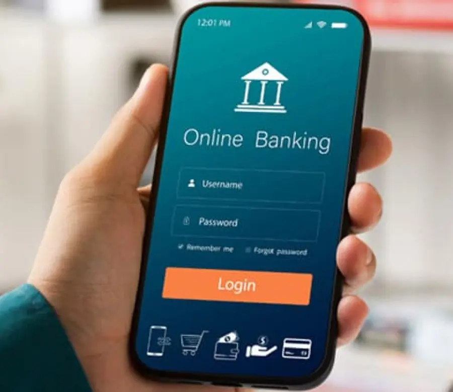 Online banking app on a smartphone